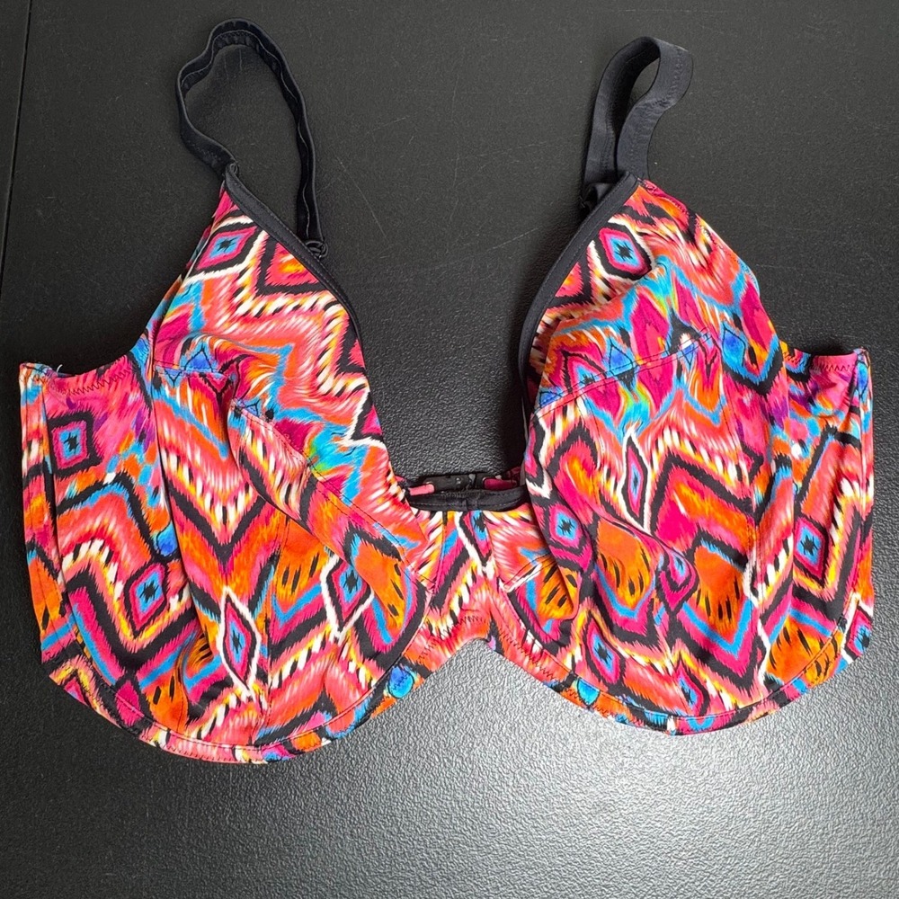 Elomi Essentials Underwire Bikini Top 40L Multi Color Ikat Tribal ES7572FLE